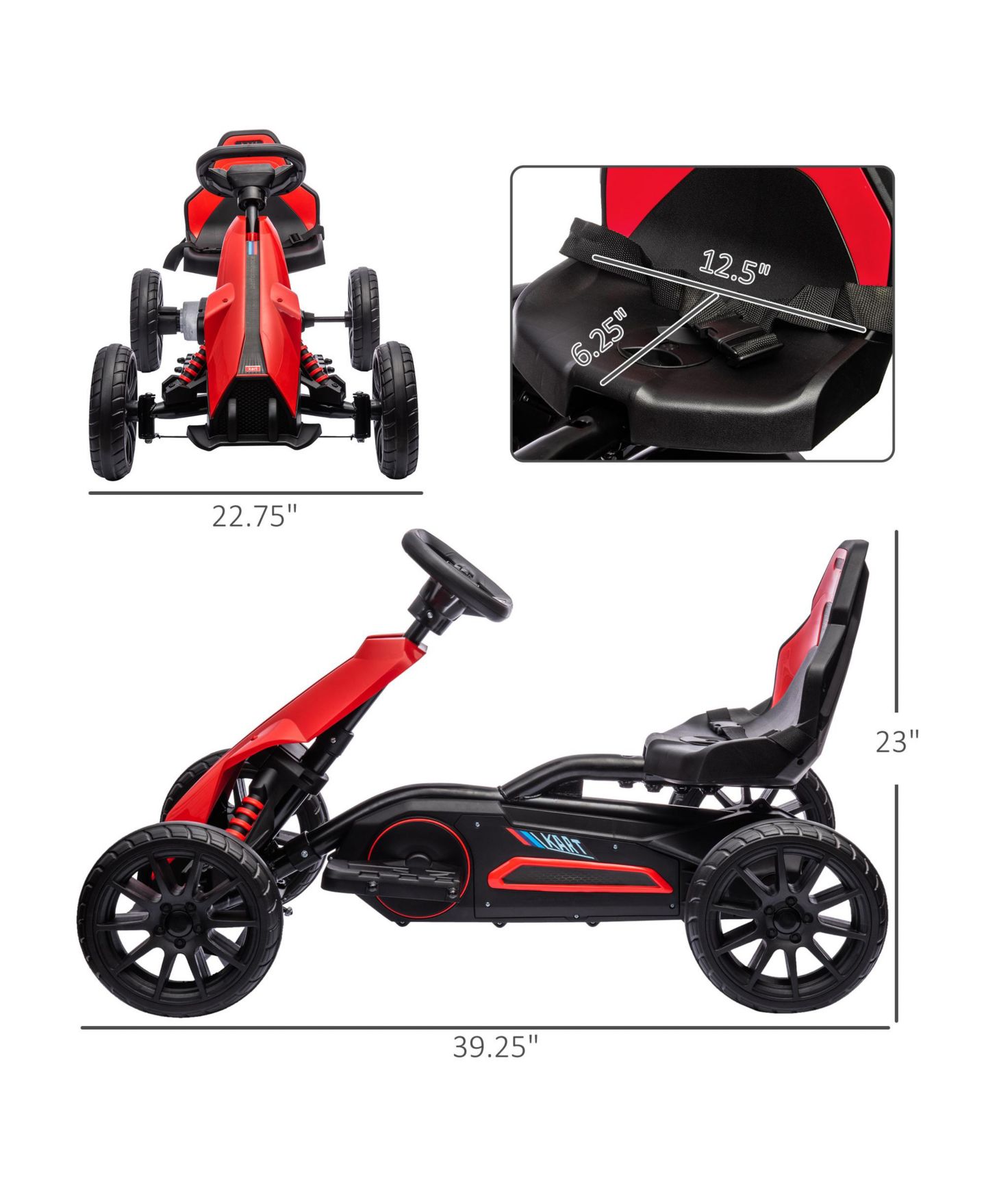 Детская игрушка Streamdale Furniture 12V Electric Forward & Backward Drive Go-Kart, 66 lbs, 3–8 лет — фото 8