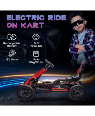 12V Electric Go Kart for Kids, Outdoor Ride-On Toy with Forward Backward Drive & Adjustable Speed, Gift for Child 3-8 Years Old, Red