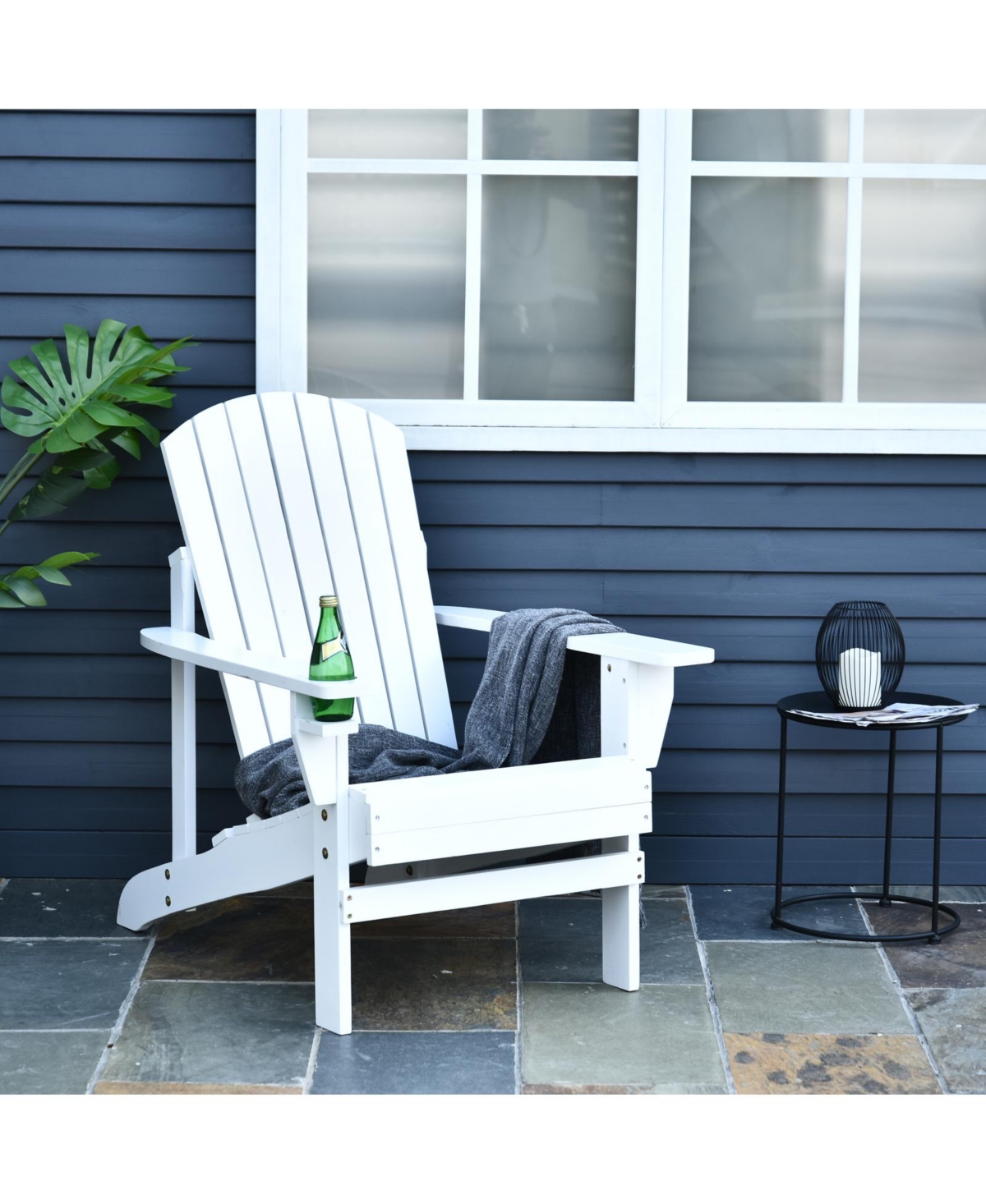 Streamdale Furniture Wooden Adirondack Chair, Outdoor Patio Lawn Chair with Cup Holder, Weather Resistant Lawn Furniture, Classic Lounge for Deck, Gar