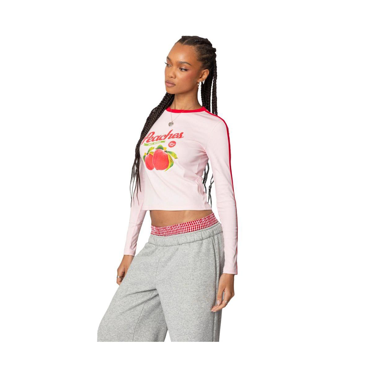 Edikted Women's Peachy Long Sleeve T Shirt - Light-pink