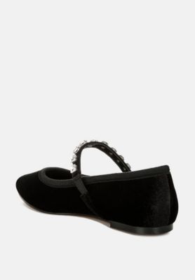 Womens Aralia Velvet Mary Jane Ballerinas