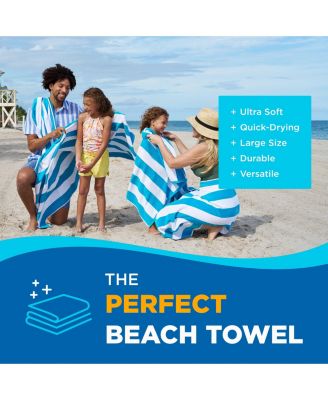 Striped Towel - Absorbent, 100% Cotton Towels - Oversized Towels for Beach Essentials - Quick-Dry Swimming Towels - Soft Towels with Striped Design - 32" x 62", Turquoise (4 Pack)