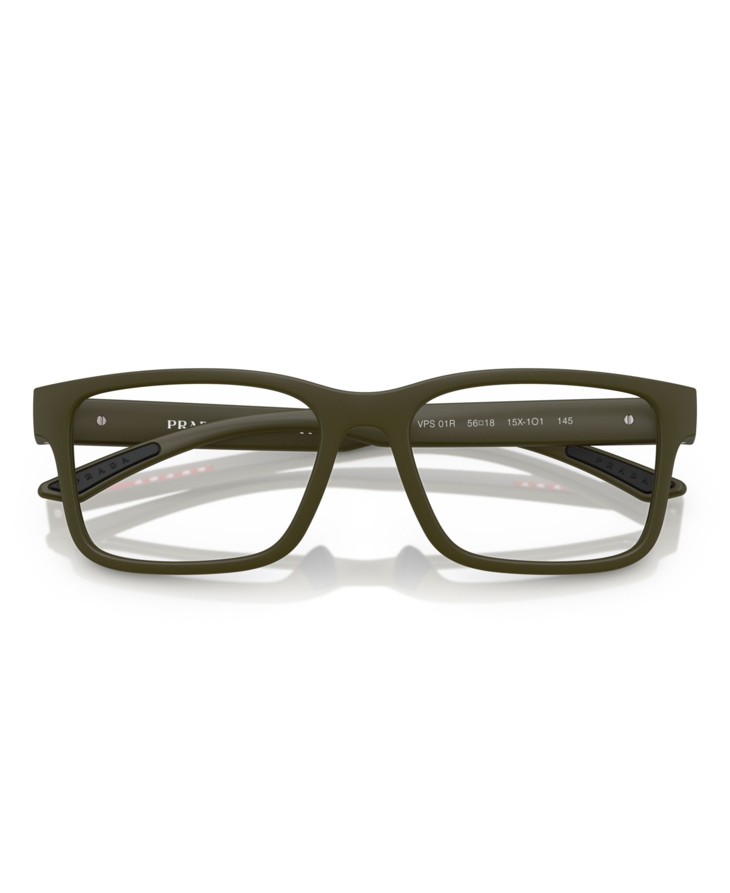Мужские очки PRADA LINEA ROSSA Man Rectangle Plastic PS 01RV Eyeglasses, цвет: Чёрный каучуковый — фото 9