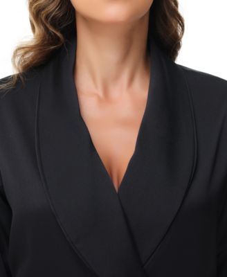 Madision Park Women's Gift Packed Satin Shell Fleece Lined Robe