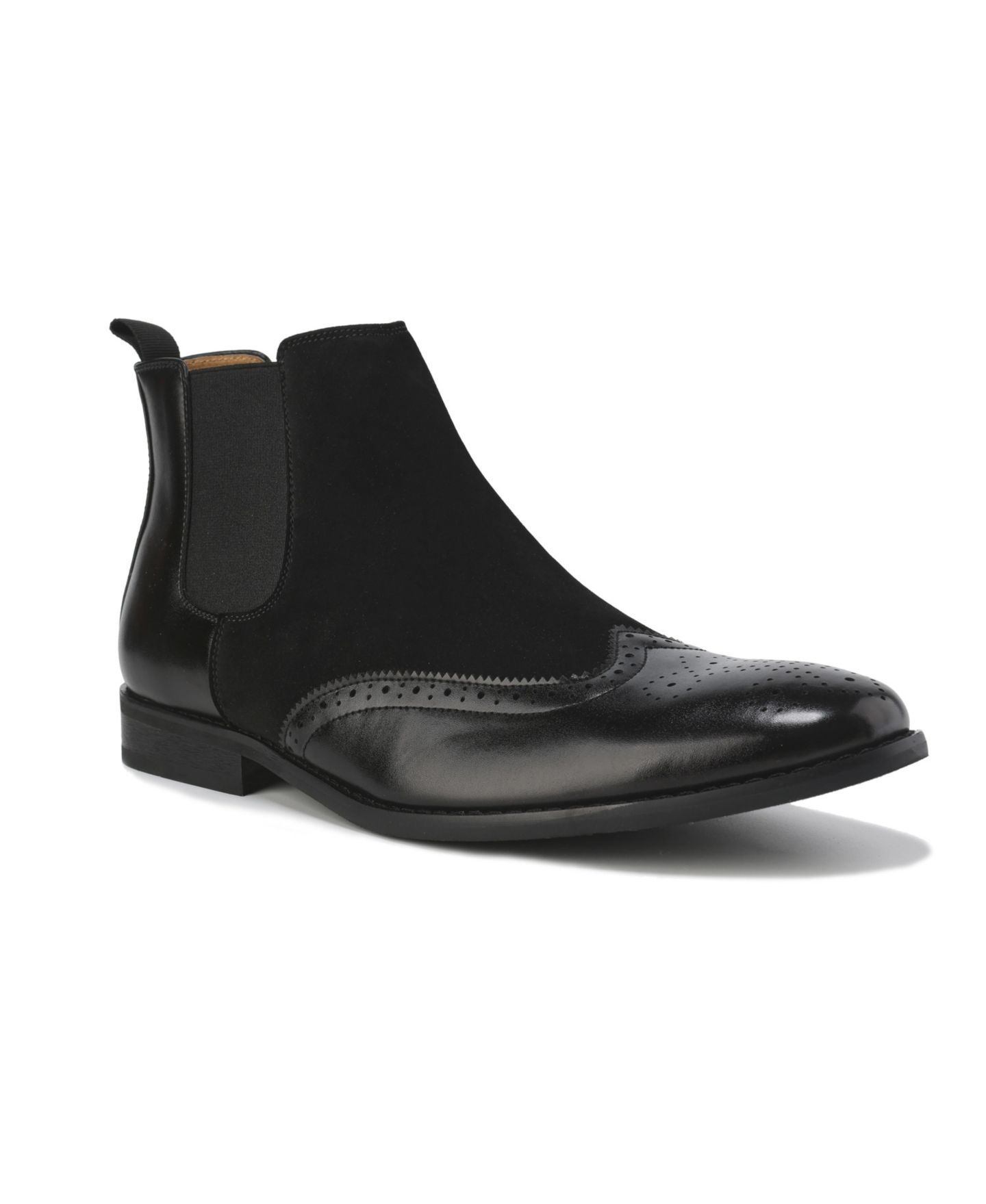 Мужские ботинки Gino Vitale Wingtip Brogue Two-Tone Chelsea, цвет: Чёрный — фото 3