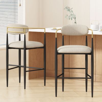 Streamdale Modern Iron and Fabric Barstools