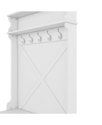 Streamdale Stylish Hall Tree with Storage Bench, Coat Hooks, and Sliding Doors