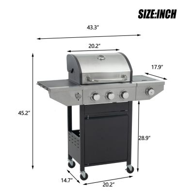 Streamdale 3-Burner Propane Gas Grill with Side Burner