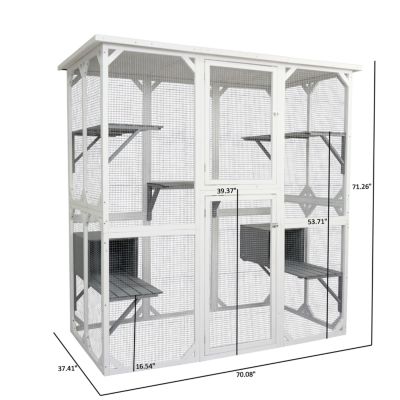 Streamdale Cat cage box lovely house cute pet play speace Wooden White Medium