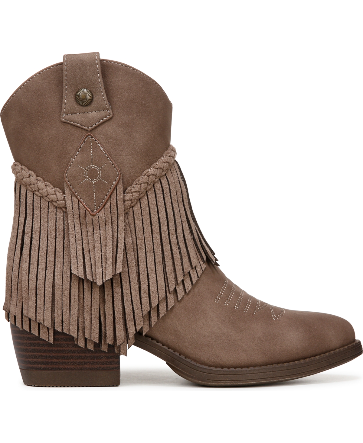 Blowfish Malibu Women's Remy Block Heel Western Short Boots In Tan Faux Nubuck