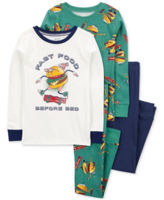 Carter's - Little & Big Boys Fast Food Before Bed 100% Snug-Fit Cotton Pajamas, 4 Piece Set