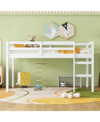 Twin Loft Bed with Ladder and Strong Slats.