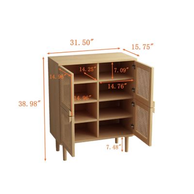  4-Door Rattan Mesh Storage Cabinet