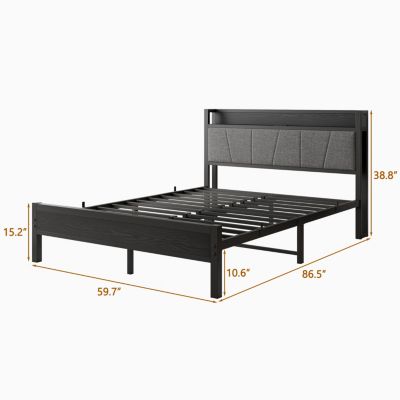 Streamdale Queen Bed Frame with Storage, Charging Station, Noise-Free