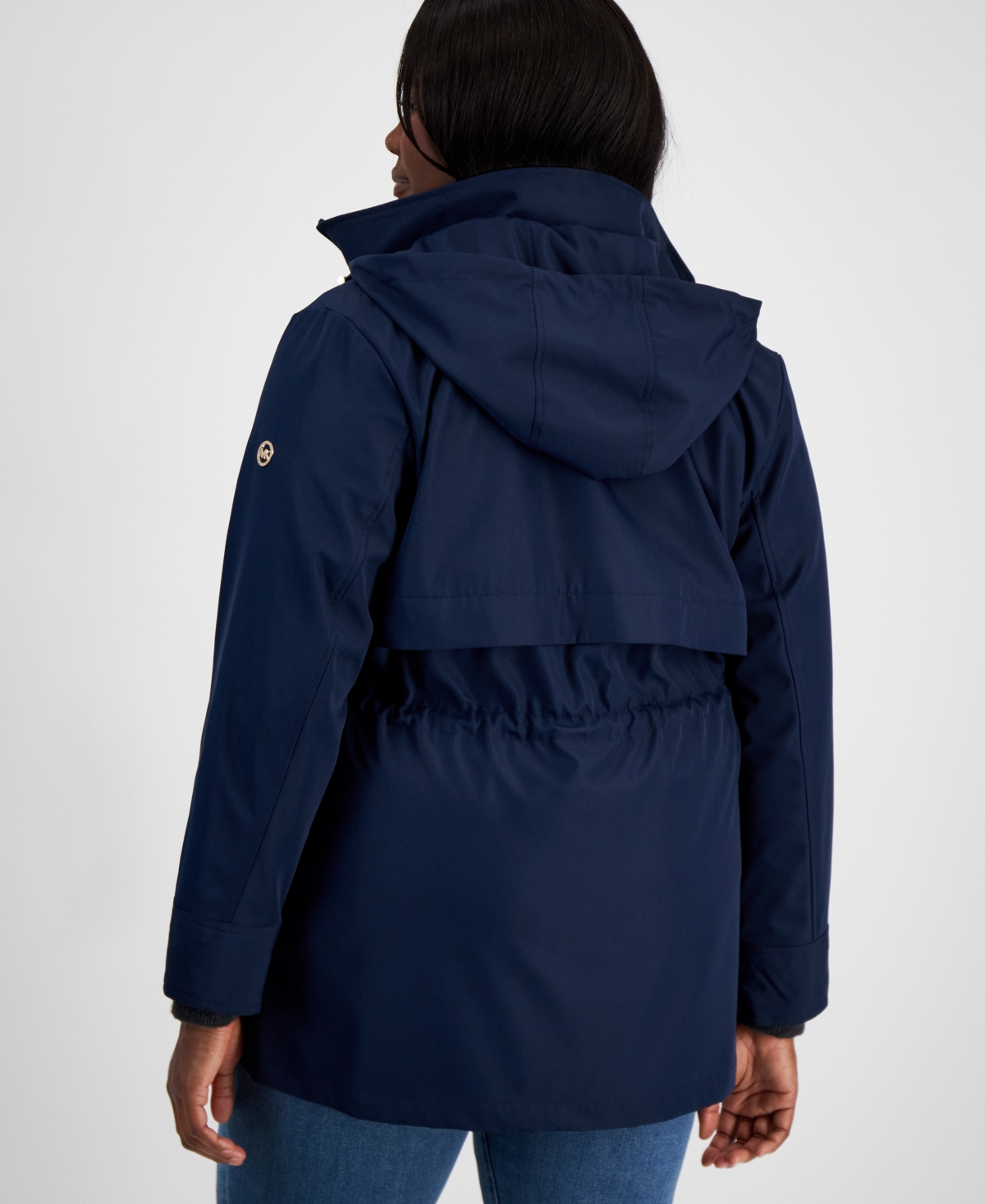 Michael Kors Michael  Plus Size Hooded Water-resistant Anorak Coat In Midnight