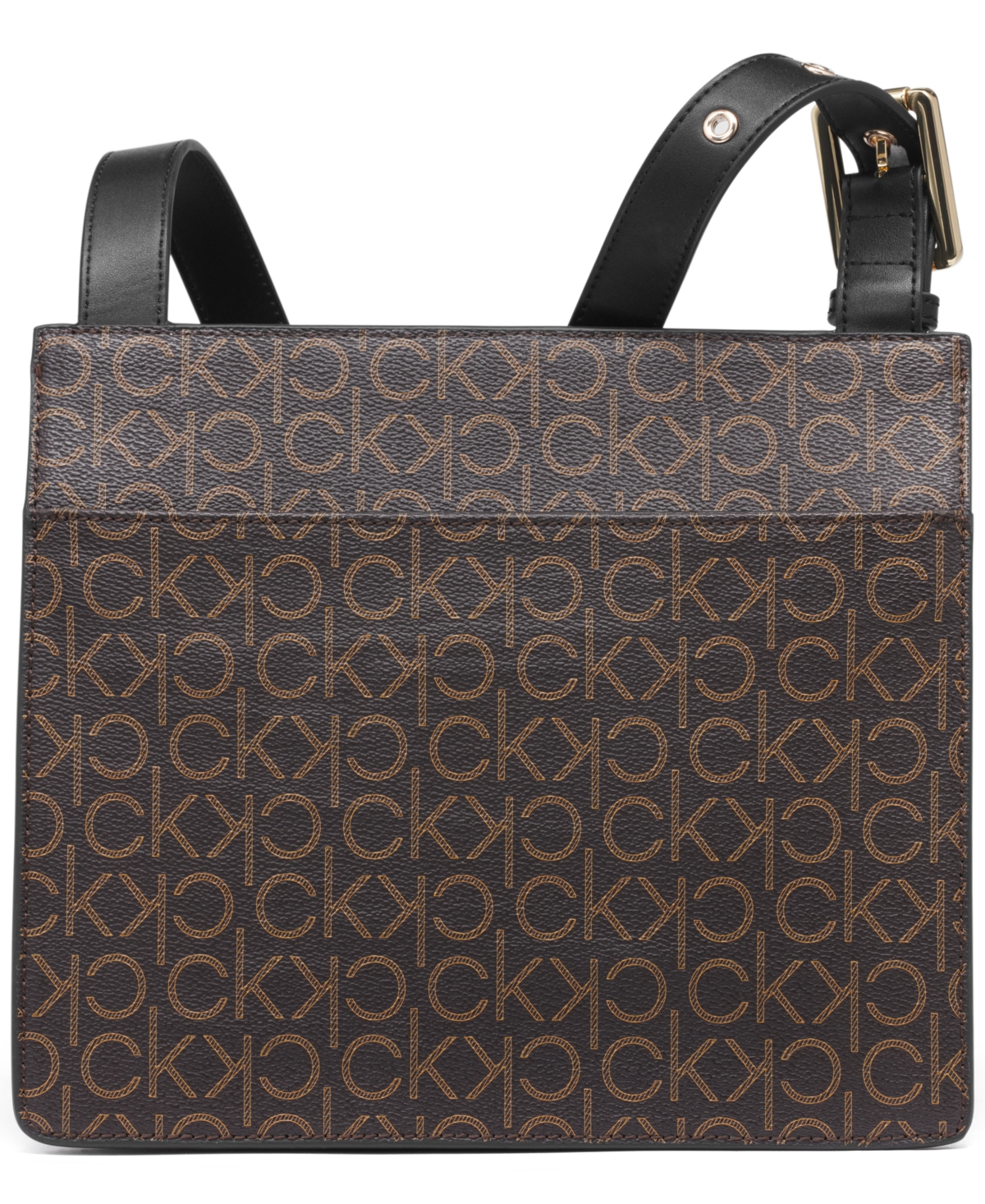 Calvin Klein Havana Flap Signature Small Messenger Bag In Brown Khk,blk