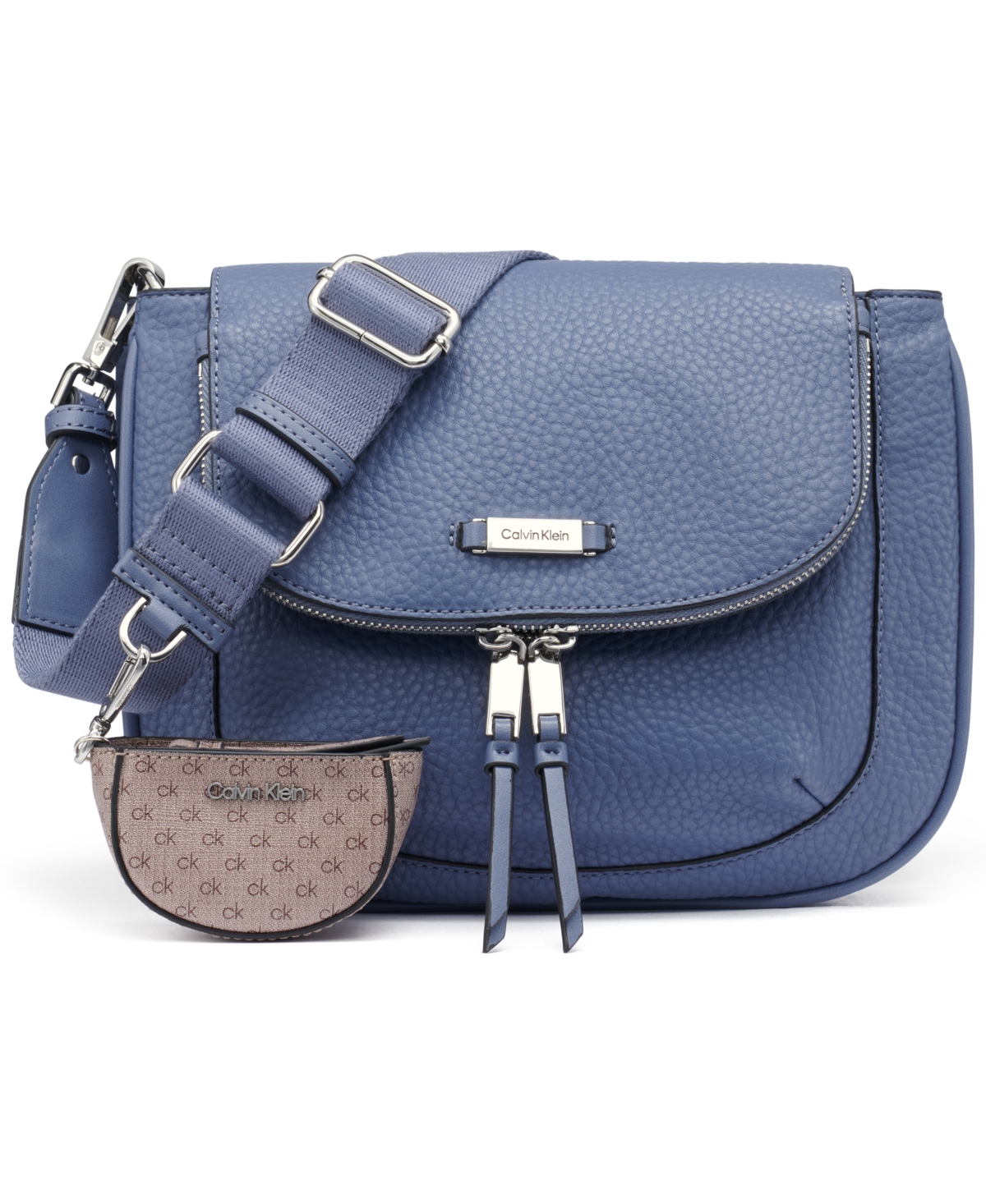 Calvin Klein Zulle Zip-around Crossbody With Signature Hang Off In Blue Multi