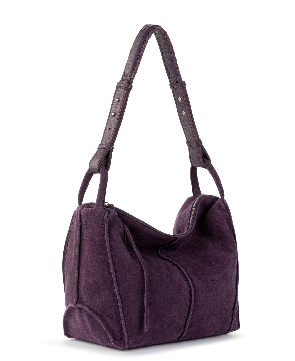The Sak Los Feliz Leather Hobo Bag In Aubergine Suede