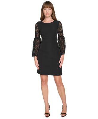 TOMMY HILFIGER Women's 3/4 Sleeve Knee Length Sheath Dress Black Size 8