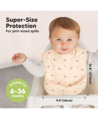 3-Pack Waterproof Baby Bibs for Eating, Lightweight, Mess Proof Toddler Bibs with Food Catcher