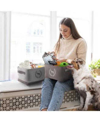 3 Pack Dog Toy Storage Basket Bins, Collapsible Box Organizer for Organizing Pet Accessories, Clothes, Clothing