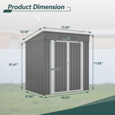Streamdale 6'x4' Outdoor Metal Storage Shed for Garden Tools Lockable Door