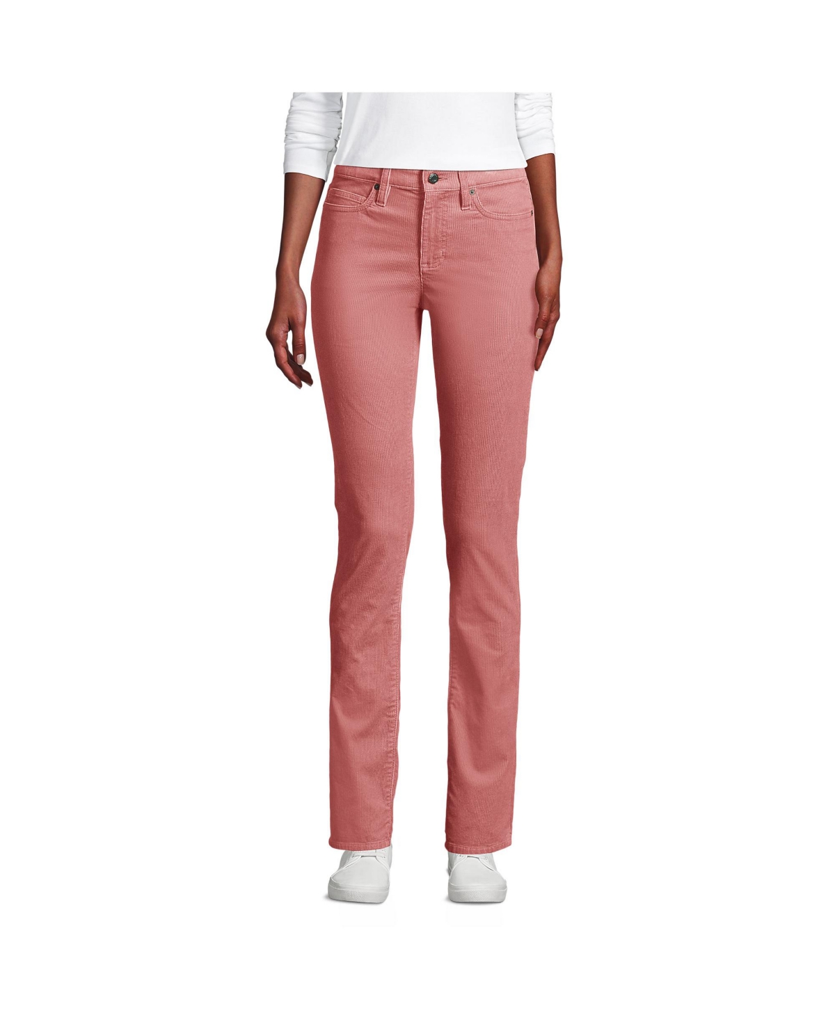 Women's Mid Rise Straight Leg Corduroy Pants - Dusty brick