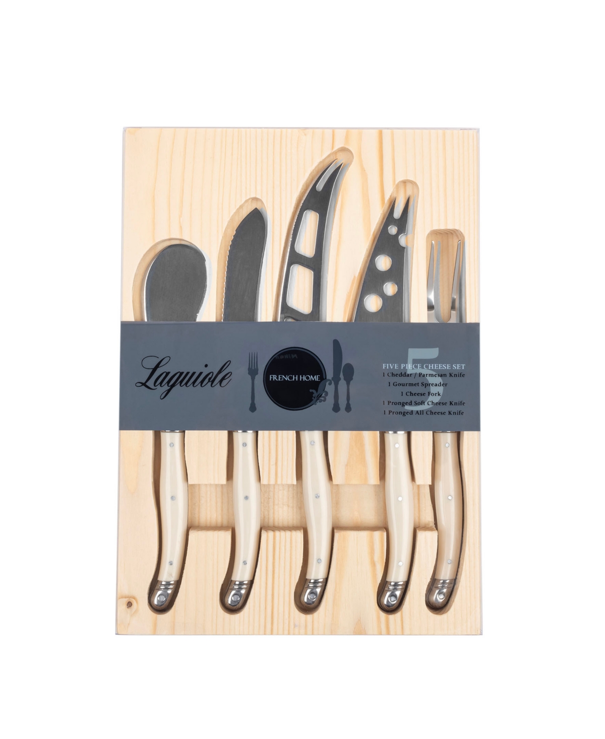 French Home Artisan 5-piece Assorted Laguiole Cheese Knives In Ivory