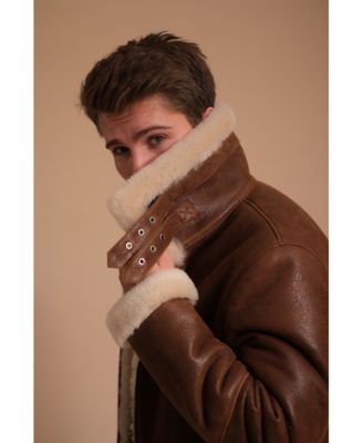 Men's Leather Sheepskin Jacket, Brown, Created for Macy's