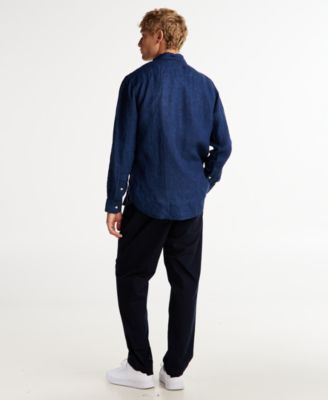 Men's Button-Down Linen Long Sleeve Shirt