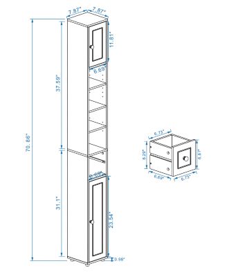 71" Slim Bathroom Cabinet with Drawer & Shelves-White