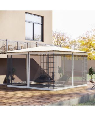 12' x 12' Universal Replacement Mesh Sidewall Netting for Patio Gazebos and Canopy Tents with Zippers, (Sidewall Only), Cream