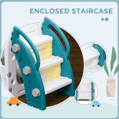 8 in 1 Toddler Slide for Kids Age 1-3 Years, Indoor Kids Slide Playset with Basketball Hoop, Climber, Telescope, Tunnel, Steering Wheel, Aisle, Storage Baskets, Yellow