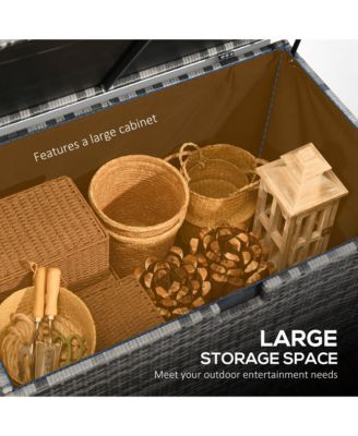 113 Gallon Deck Box, Rattan Outdoor Storage Box, Waterproof Storage Container for Indoor, Patio Furniture Cushions, Pool Supplies, Garden Tools, Dark Gray