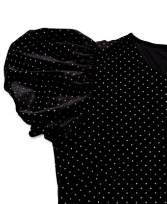 Women's Embellished Velvet Bubble-Sleeve Dress