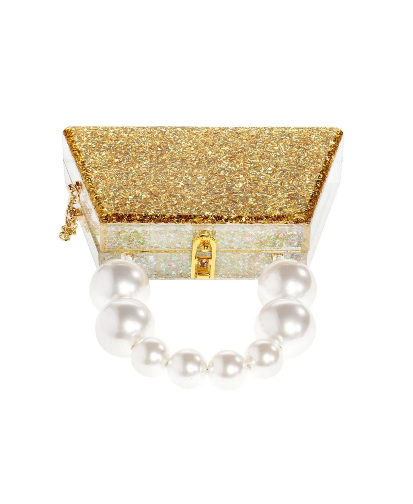Женский клатч Milanblocks Forever Love Glitter Top Handle Acrylic Clutch, цвет: Золотой серебряный — фото 6