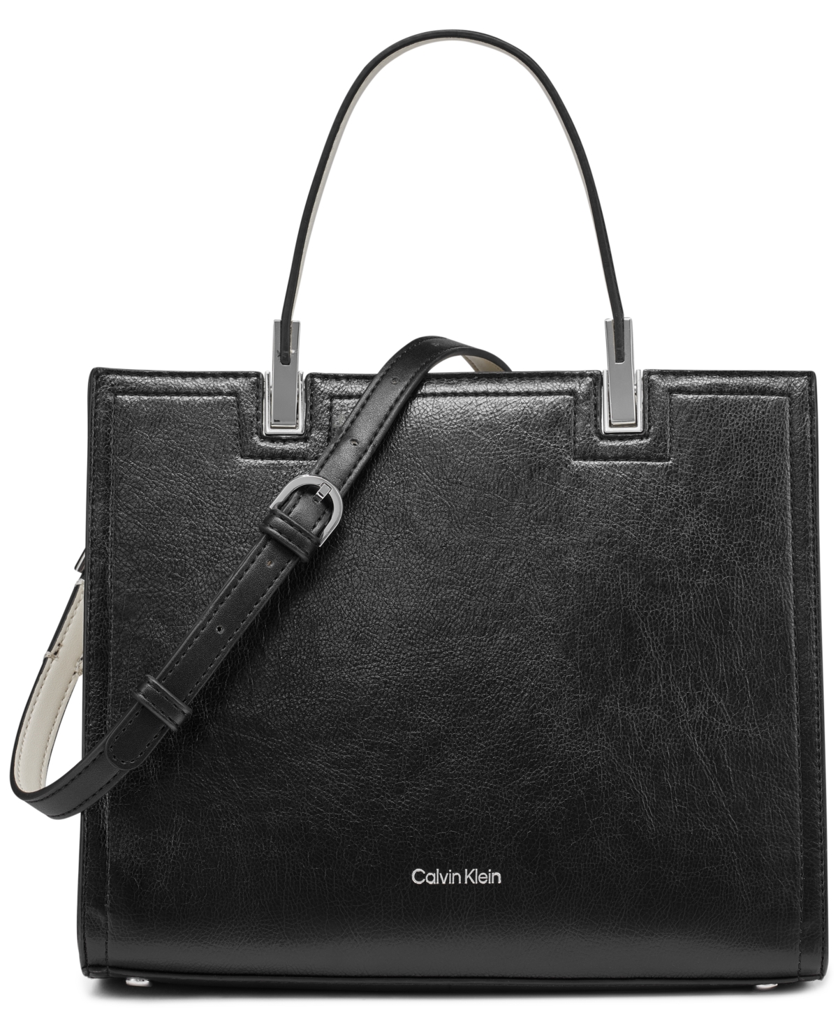 CALVIN KLEIN VERNE MIXED MATERIAL CONVERTIBLE SATCHEL 
