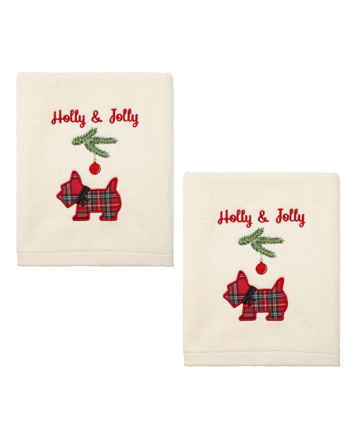 Avanti Scottie Cotton Hand Towel Set, 28" X 16" In Ivory