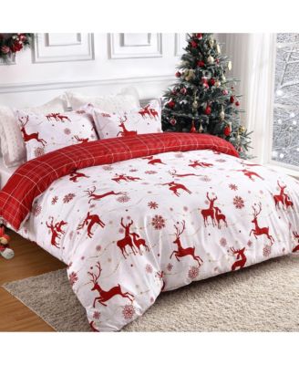 3 Pieces Christmas Holiday Bedding Duvet Cover Set, King