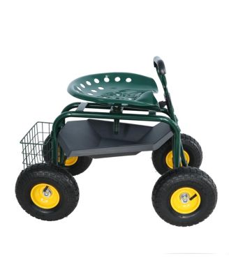 Streamdale Garden Trolley Rolling Stool with Handle and Tray