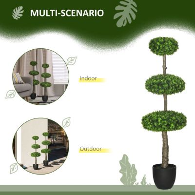 Set of 2 Artificial Boxwood Topiary Trees in Pots, 43.25" Artificial Plants Faux Trees for Home Office, Living Room Decor, Indoor & Outdoor