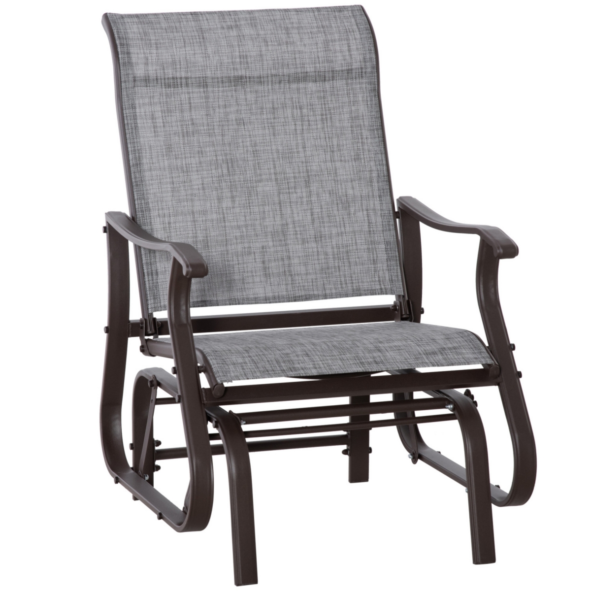 Outdoor Glider Chair, Gliders for Outside Patio with Steel Frame and Mesh Fabric for Backyard, Garden, and Porch, Gray - Grey
