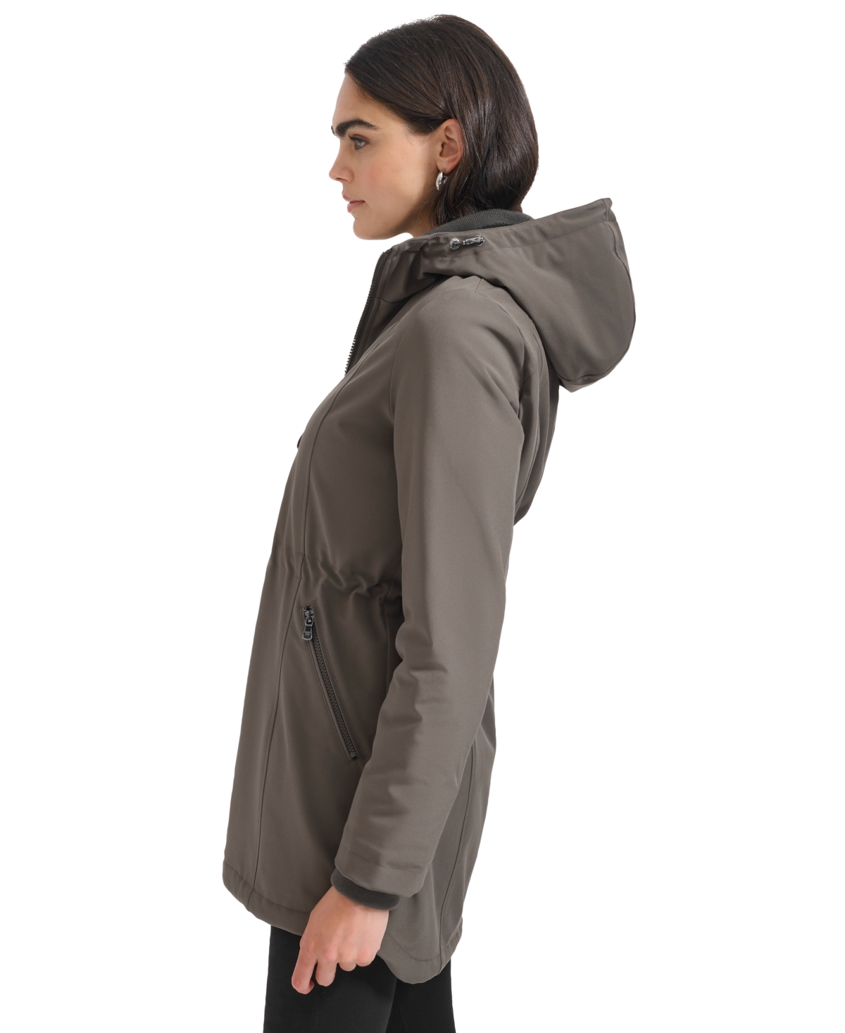 Calvin Klein Womens Hooded Faux-fur-lined Anorak Raincoat In Twig