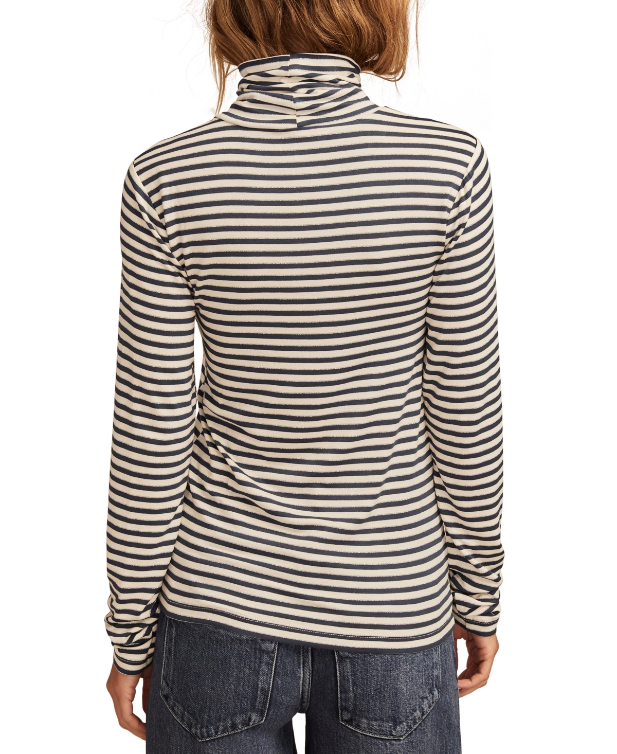 Lucky Brand Women's Metallic Striped Long-Sleeve Turtleneck Top