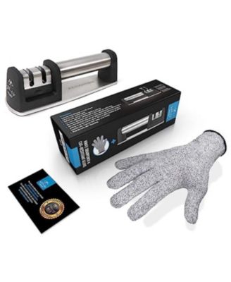 Knife Sharpener & Cut-Resistant Glove (2-Stage Knife Sharpening)