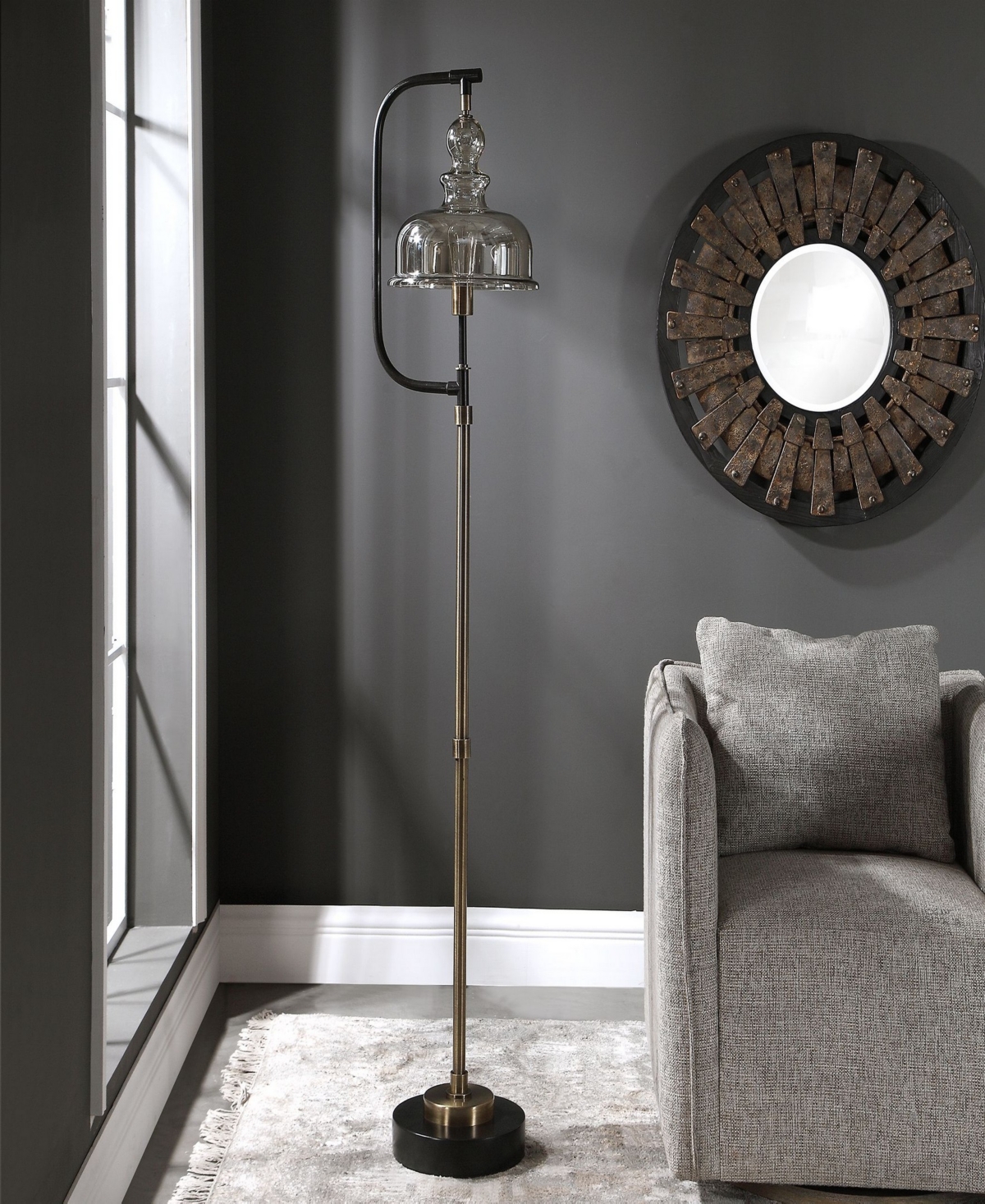 Uttermost 69" Metal Elieser Industrial Floor Lamp In Brass
