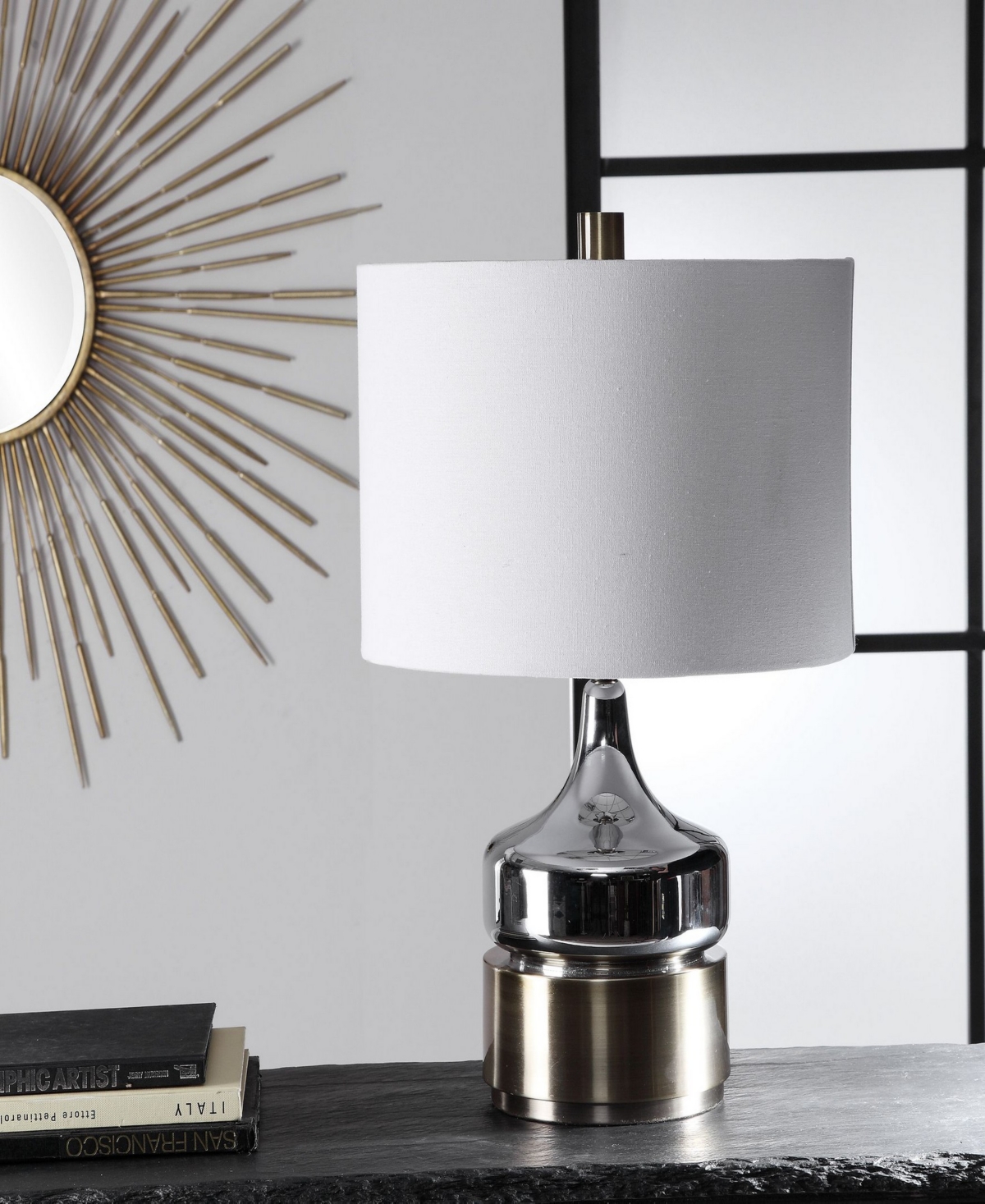 Uttermost Como Chrome Table Lamp In Brass