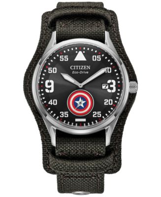 Citizen Eco-Drive Men's Marvel Captain America Forever Gray Fabric