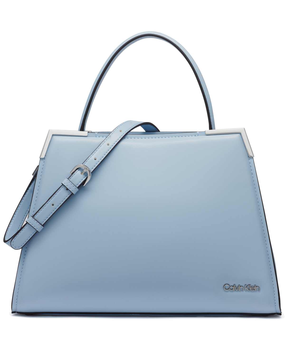 Calvin Klein Mica Top Handle Convertible Satchel In Dusty Blue