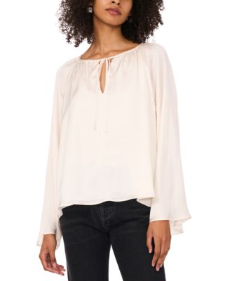 1.STATE - Women's Wide Flutter-Sleeve Tie-Neck Top